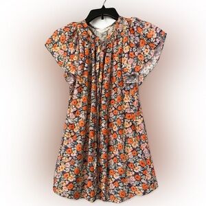 Rebecca Taylor silk Moonlight smocked top flutter short sleeve button down 8